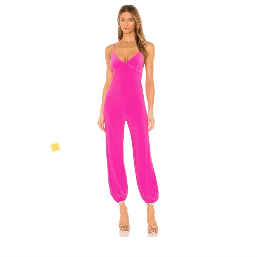 Norma Kamali hot pink jumpsuit